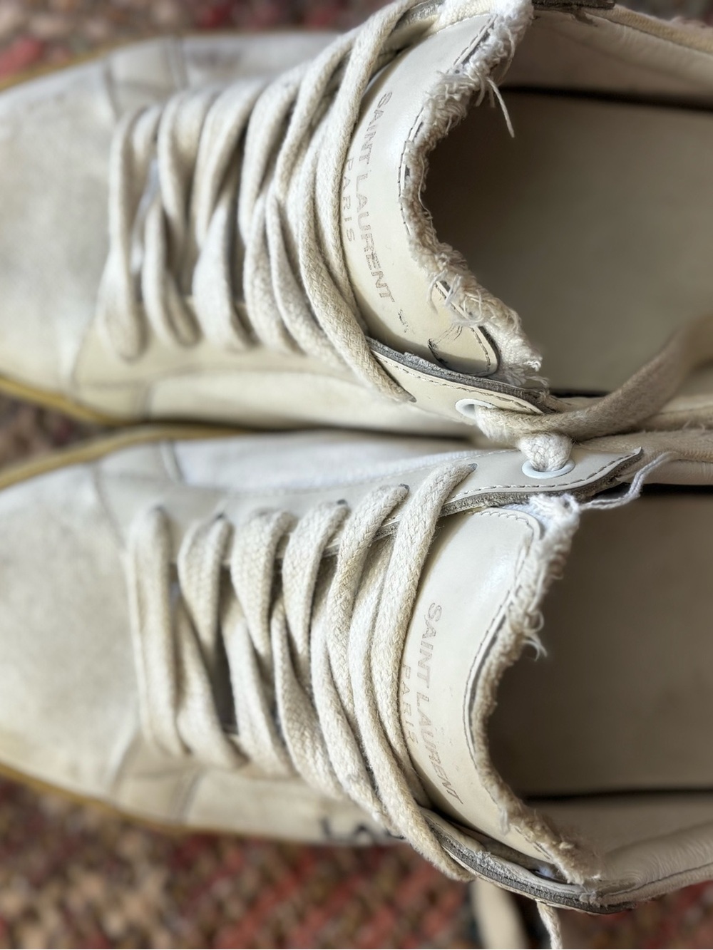 Saint Laurent Off-White Canvas Low-Top Sneakers with Gum Sole - Picture 5 of 6